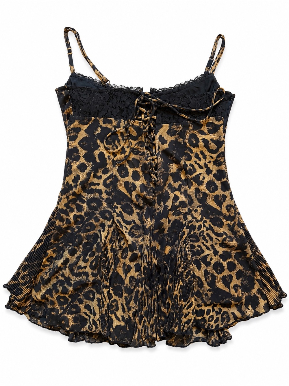 MURCI Leopard Print Lace-Up Babydoll Dress NWOT US 6 Y2K - Picture 3 of 4